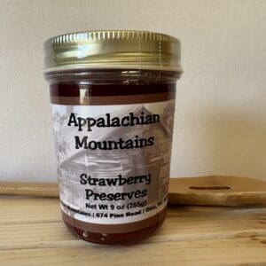 Jar of Appalachian Mountains strawberry preserves